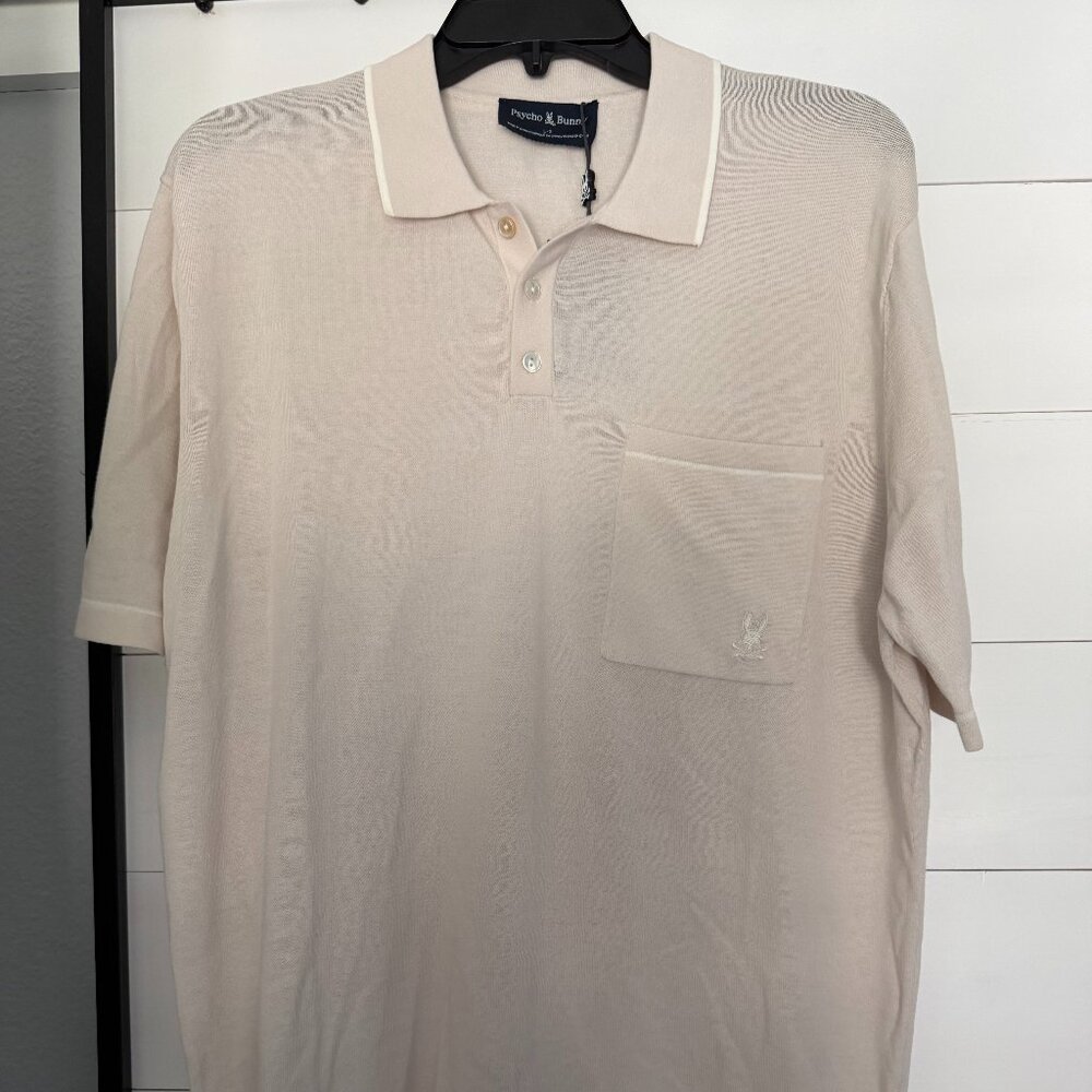 Psycho Bunny Knit Polo Tan Large NWT